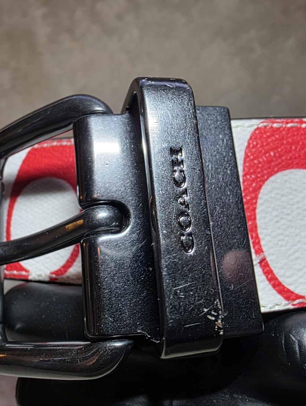 Coach Rainbow Pride Signature Reversible Belt Leather Chalk Multi 42 C4153 NWOT - Picture 6 of 9